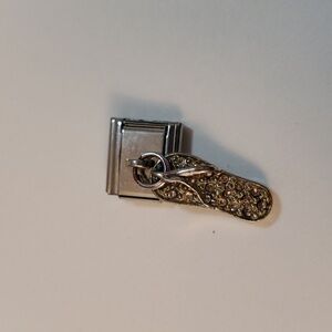 VINTAGE Italian Link Charm Bracelet Charm-Sparkly Flip Flop